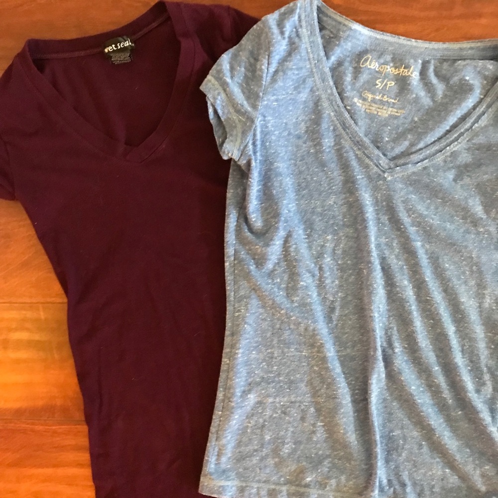 (2) V-neck T-shirts